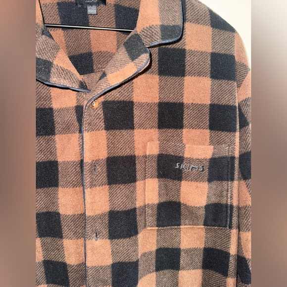 Skims Brown Plaid Polyester Fleece Pajama Set Women’s Size Large - Picture 4 of 13